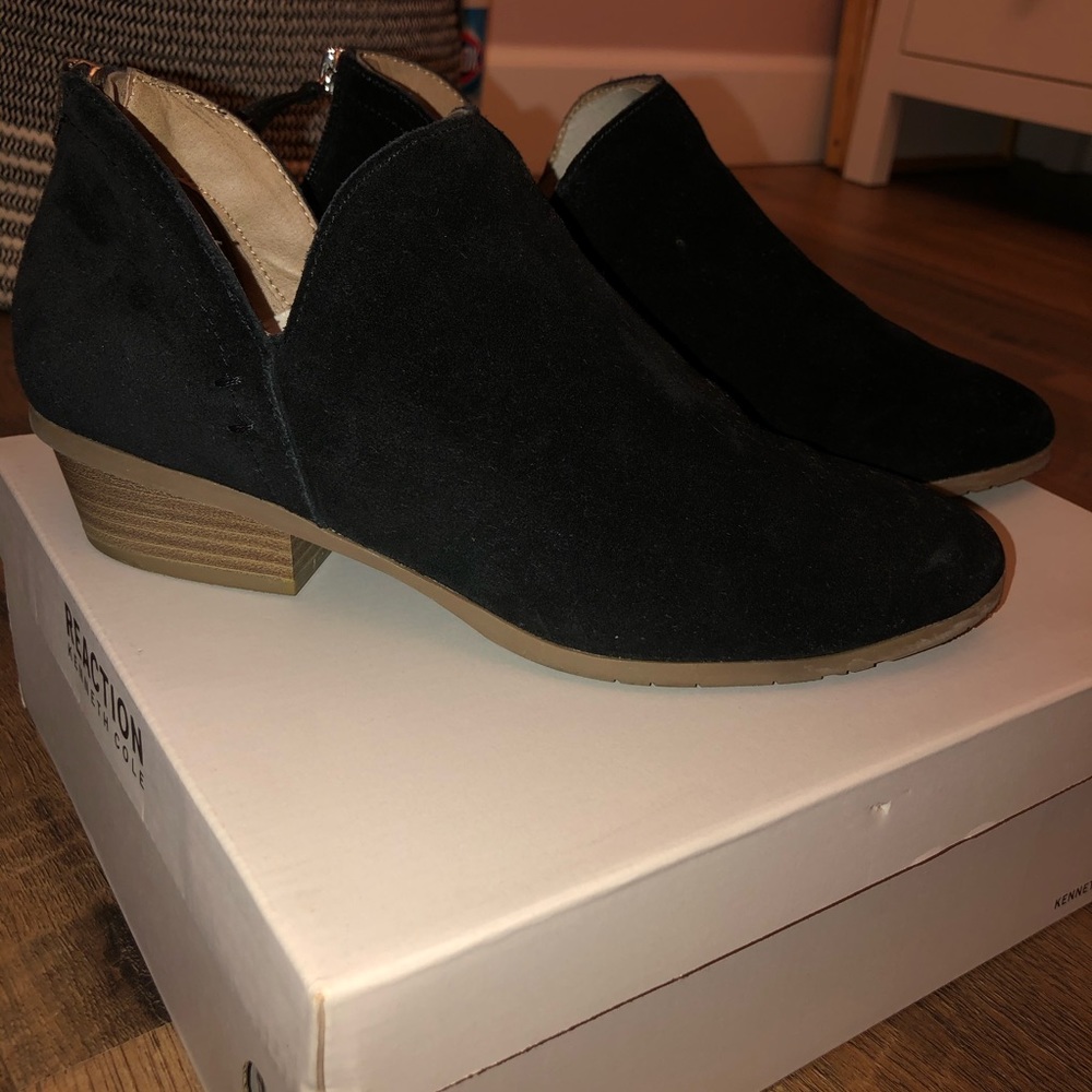 Black velvet ankle boots